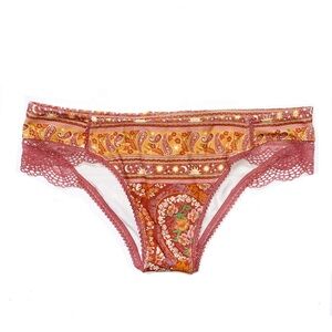 SPELL brown orange paisley moon floral auburn city lights lace bloomer underwear